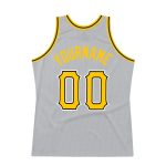 Custom Name Number Gray Gold Black Authentic Basketball Jersey - Personalized Throwback Team Jersey Personalized Gray Gold-Black