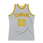 Custom Name Number Gray Gold Black Authentic Basketball Jersey - Personalized Throwback Team Jersey Personalized Gray Gold-Black