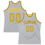 Custom Name Number Gray Gold Black Authentic Basketball Jersey - Personalized Throwback Team Jersey Personalized Gray Gold-Black