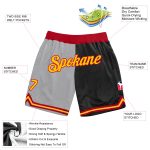 Personalized Gold Black Gray Basketball Shorts - Authentic Throwback Fashion Style Personalized Gray Gold-Black Authentic