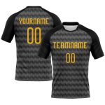 Custom Name and Number Gray Gold-Black Geometric Volleyball Uniform Jersey - Personalized Team Design Personalized Gray Gold-Black