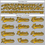 Custom Name and Number Hockey Jersey - Personalized Gray Gold-Black Lace Neck Team Apparel Personalized Gray Gold-Black Hockey