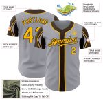 Custom Name and Number Baseball Jersey - Personalized Gray Gold-Brown 3 Color Design - Authentic Team Apparel Personalized