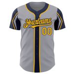 Custom Baseball Jersey with Personalized Name and Number, Gray Gold-Navy, Authentic Design, Choose Your Colors, Team Apparel