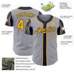 Custom Baseball Jersey with Personalized Name and Number, Gray Gold-Navy, Authentic Design, Choose Your Colors, Team Apparel