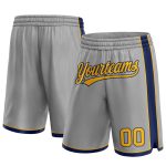 Custom Basketball Shorts with Personalized Name and Number in Gray Gold-Navy - Authentic Team Gear Personalized Gray Gold-Navy