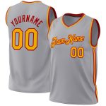 Custom Gray Red Gold Throwback Basketball Jersey - Personalized Sports Apparel Personalized Gray Gold-Red Authentic Throwback