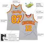 Custom Personalized Gray and Gold-Red Basketball Jersey with Name and Number - Authentic Throwback Team Apparel Personalized