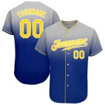Custom Name and Number Gray Gold-Royal Authentic Fade Fashion Baseball Jersey - Personalized Team Apparel Personalized Gray
