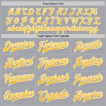 Custom Team Name Number Gray Gold White Bomber Varsity Letterman Jacket Personalized Full-Snap Personalized Gray Gold-White