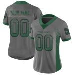 Custom Name & Number Green-Black Mesh Drift Fashion Football Jersey - Personalized Gray Team Jersey Personalized Gray Gotham