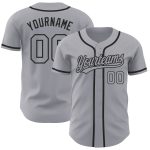 Personalized Authentic Gray-Black Baseball Jersey for Men and Women Personalized Gray Gray-Black Authentic Baseball Jersey