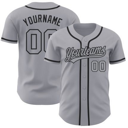 Personalized Authentic Gray-Black Baseball Jersey for Men and Women Personalized Gray Gray-Black Authentic Baseball Jersey