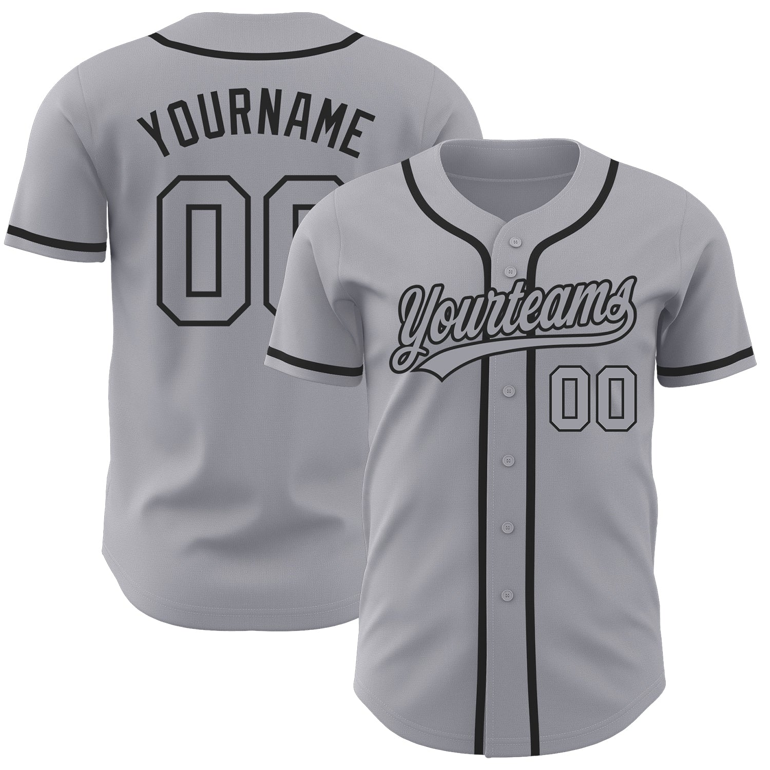 Personalized Authentic Gray-Black Baseball Jersey for Men and Women Personalized Gray Gray-Black Authentic Baseball Jersey