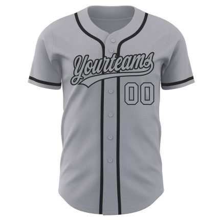 Personalized Authentic Gray-Black Baseball Jersey for Men and Women Personalized Gray Gray-Black Authentic Baseball Jersey