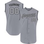 Custom Name and Number Personalized Baseball Jersey Gray Black Sleeveless Authentic Team Sports Apparel Personalized Gray
