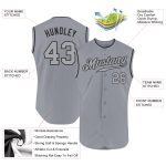 Custom Name and Number Personalized Baseball Jersey Gray Black Sleeveless Authentic Team Sports Apparel Personalized Gray