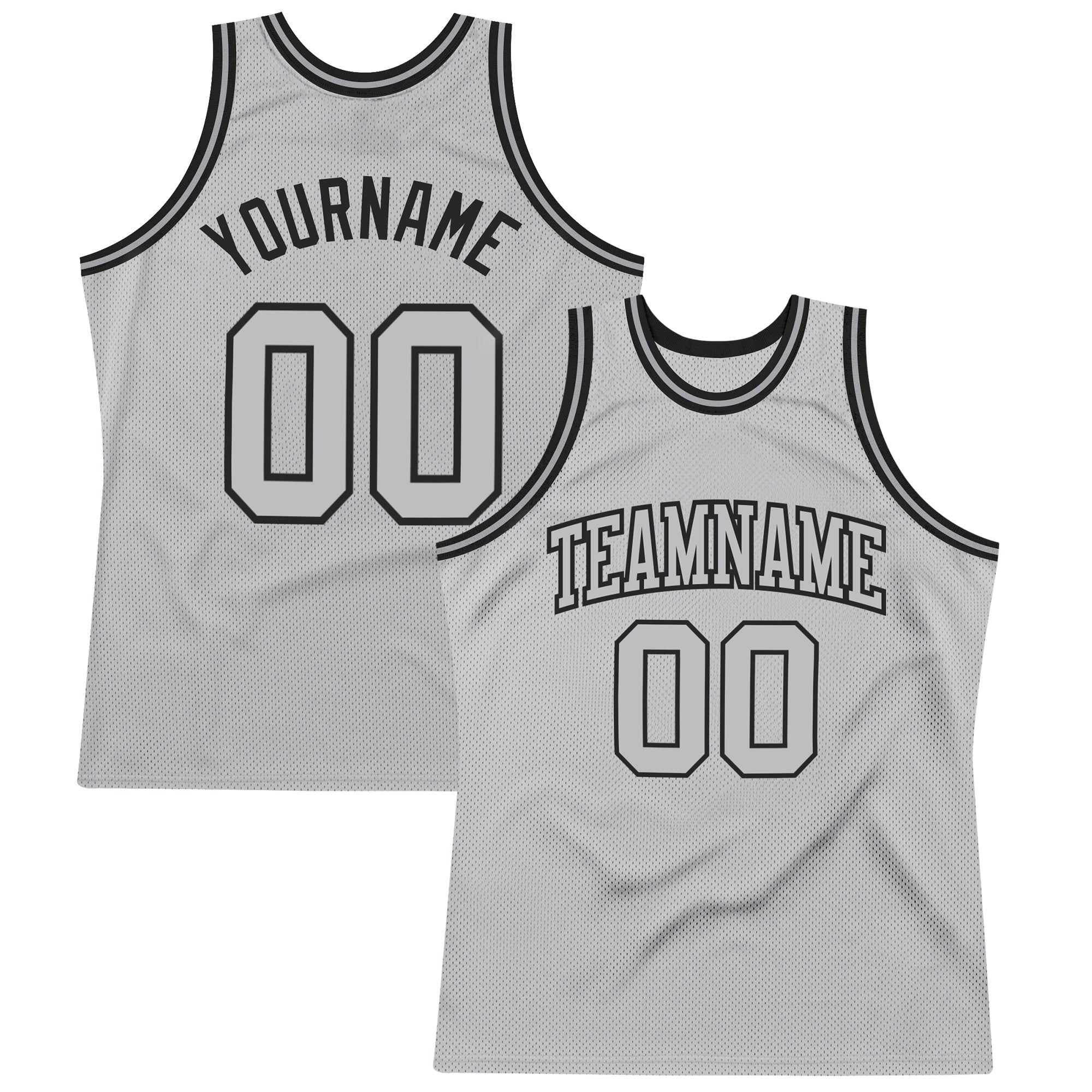 Personalized Gray Black Basketball Jersey - Authentic Throwback Design Personalized Gray Gray-Black Authentic Throwback Basketball