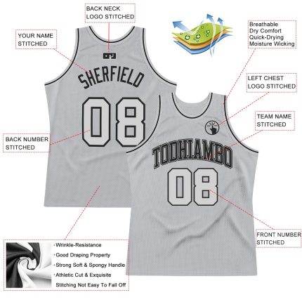 Custom Name and Number Personalized Gray-Black Throwback Basketball Jersey - Authentic Team Apparel Personalized Gray Gray-Black