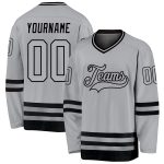 Custom Gray-Black Hockey Jersey with Personalized Name and Number - Team Apparel Personalized Gray Gray-Black Hockey Jersey