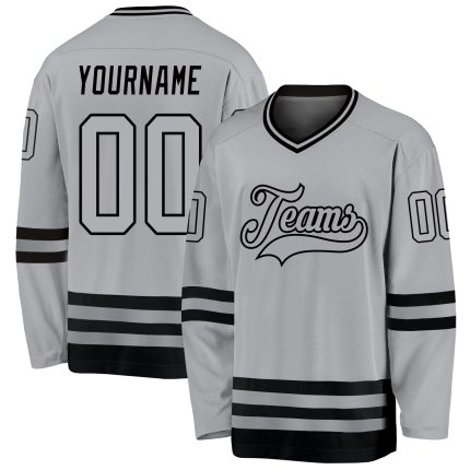 Custom Gray-Black Hockey Jersey with Personalized Name and Number - Team Apparel Personalized Gray Gray-Black Hockey Jersey