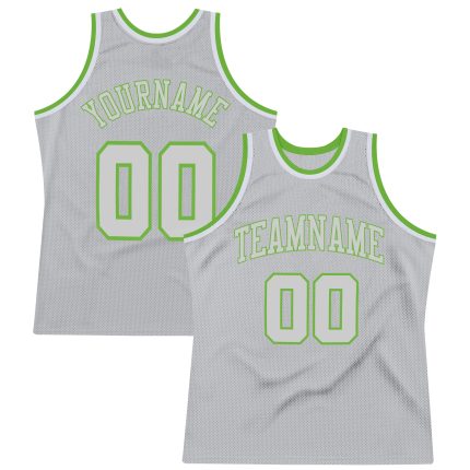 Custom Personalized Basketball Jersey - Gray Neon Green Throwback Team Jersey with Name & Number Personalized Gray Gray-Neon