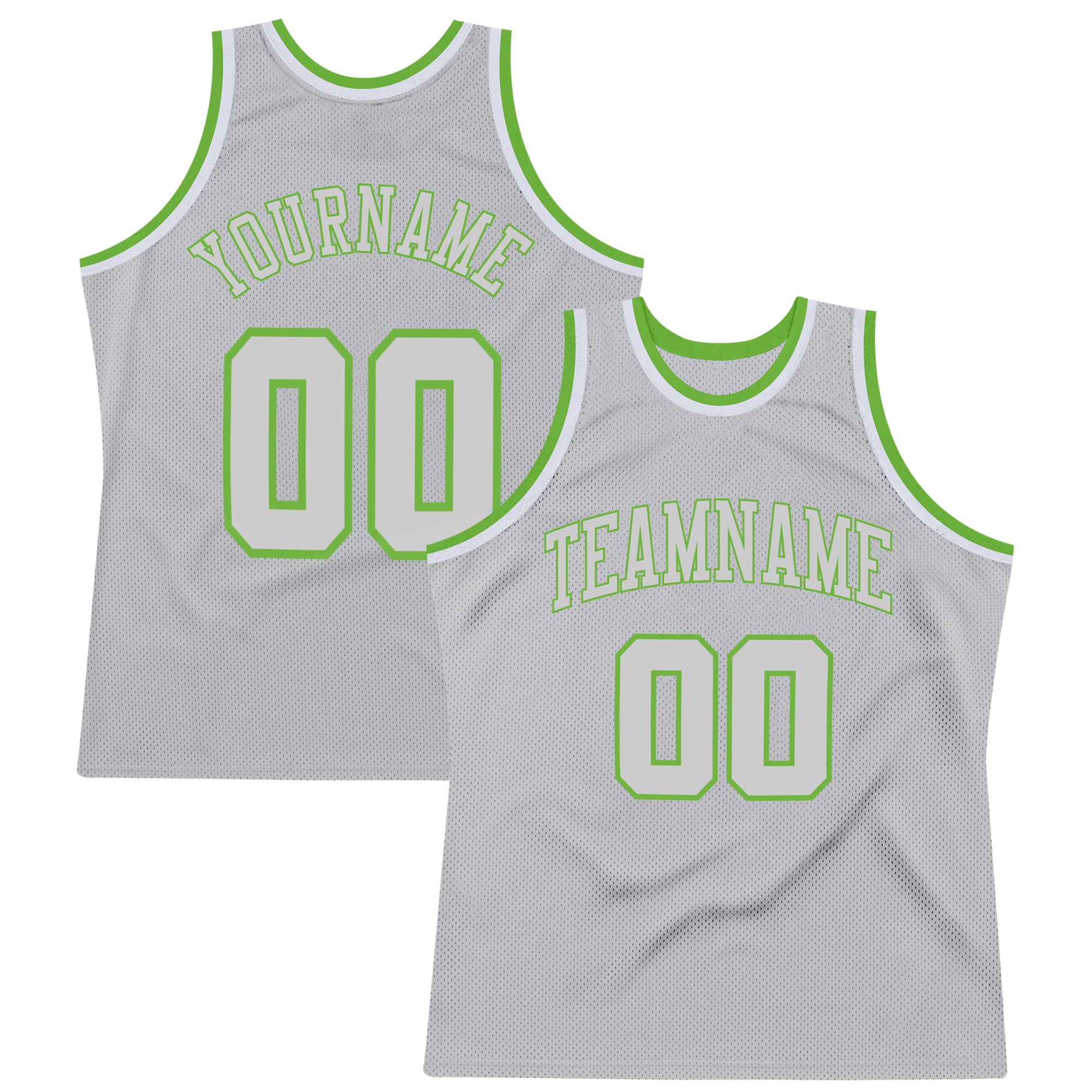 Custom Personalized Basketball Jersey - Gray Neon Green Throwback Team Jersey with Name & Number Personalized Gray Gray-Neon