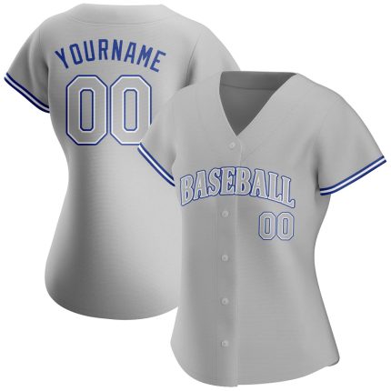Custom Name and Number Gray Royal Authentic Baseball Jersey - Personalized Team Jersey Personalized Gray Gray Royal Authentic