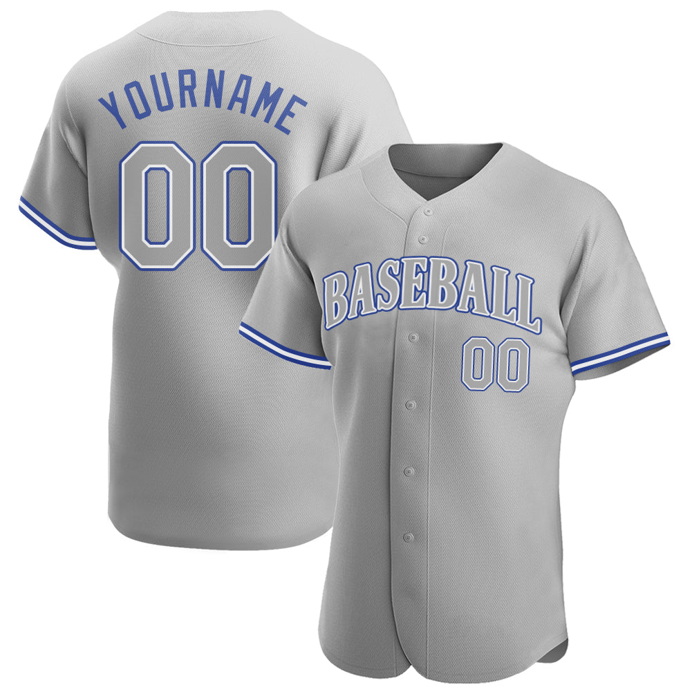 Custom Name and Number Gray Royal Authentic Baseball Jersey - Personalized Team Jersey Personalized Gray Gray Royal Authentic