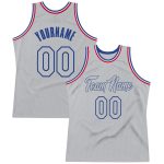Custom Name and Number Authentic Gray Royal Throwback Basketball Jersey - Personalized Team Jersey Personalized Gray Gray-Royal