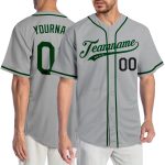 Custom Name and Number Personalized Authentic Baseball Jersey - Gray Green-Black Team Jersey Personalized Gray Green-Black