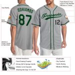 Custom Name and Number Personalized Authentic Baseball Jersey - Gray Green-Black Team Jersey Personalized Gray Green-Black