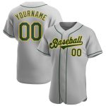 Custom Name and Number Baseball Jersey in Gray Green-Gold | Personalized Authentic Team Jersey Personalized Gray Green-Gold
