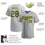 Custom Name and Number Baseball Jersey in Gray Green-Gold | Personalized Authentic Team Jersey Personalized Gray Green-Gold