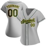 Custom Name and Number Baseball Jersey in Gray Green-Gold | Personalized Authentic Team Jersey Personalized Gray Green-Gold