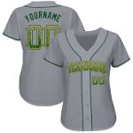 Custom Name and Number Gray Green-Gold Drift Fashion Baseball Jersey - Personalized Team Apparel Personalized Gray Green-Gold