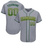 Custom Name and Number Gray Green-Gold Drift Fashion Baseball Jersey - Personalized Team Apparel Personalized Gray Green-Gold