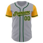Custom Two Tone Gray Green-Gold Baseball Jersey with Personalized Name and Number - Authentic Team Apparel Personalized Gray
