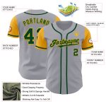 Custom Two Tone Gray Green-Gold Baseball Jersey with Personalized Name and Number - Authentic Team Apparel Personalized Gray