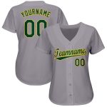 Custom Name and Number Baseball Jersey in Gray Green-Gold - Personalized Team Jersey Personalized Gray Green-Gold Baseball