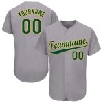 Custom Name and Number Baseball Jersey in Gray Green-Gold - Personalized Team Jersey Personalized Gray Green-Gold Baseball
