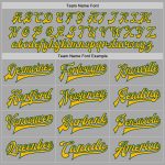 Customizable Gray Green-Gold Two Tone Bomber Jacket with Name and Number - Varsity Full-Snap Letterman Style Personalized