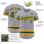 Custom Name and Number Gray Green Gold Line Baseball Jersey - Personalized Authentic Team Jersey Personalized Gray Green-Gold