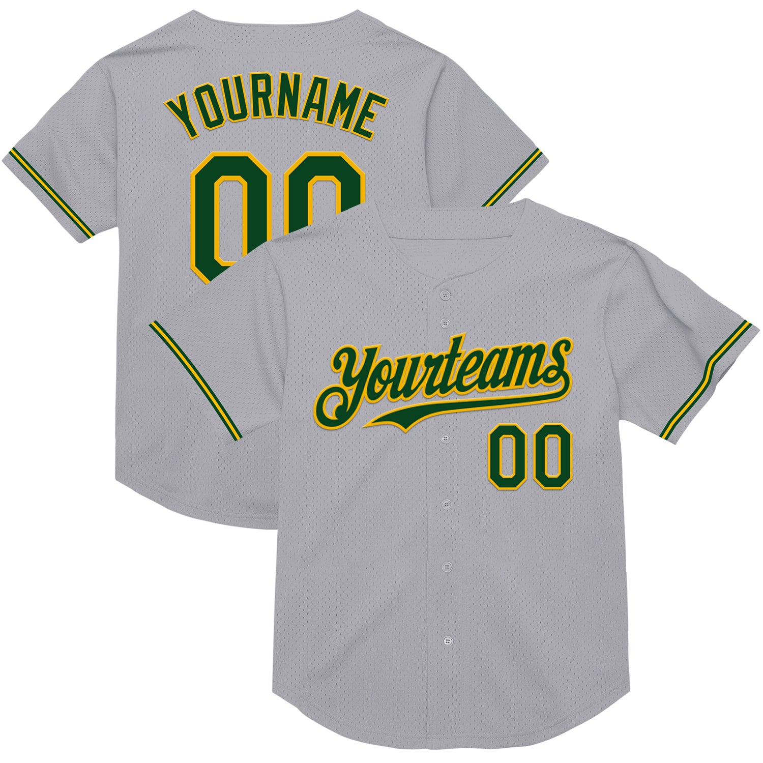 Custom Gray Green-Gold Authentic Throwback Baseball Jersey with Personalized Name and Number - Team Apparel Personalized