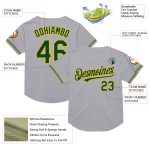 Custom Gray Green-Gold Authentic Throwback Baseball Jersey with Personalized Name and Number - Team Apparel Personalized