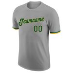 Custom Team Performance T-Shirt with Personalized Name and Number - Gray Green-Gold Personalized Gray Green-Gold Performance