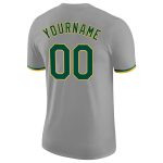 Custom Team Performance T-Shirt with Personalized Name and Number - Gray Green-Gold Personalized Gray Green-Gold Performance