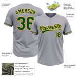 Personalized Softball Jersey Unisex Gray Green Gold Two-Button Design Personalized Gray Green-Gold Two-Button Unisex Softball