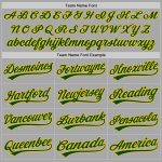 Custom Gray Green-Gold Unisex Softball Jersey with Personalized Name and Number - Two-Button Design Personalized Gray Green-Gold