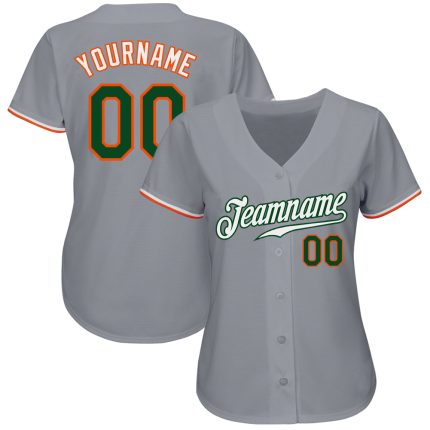 Personalized Gray Green Orange Baseball Jersey - Authentic Custom Sports Apparel Personalized Gray Green-Orange Authentic